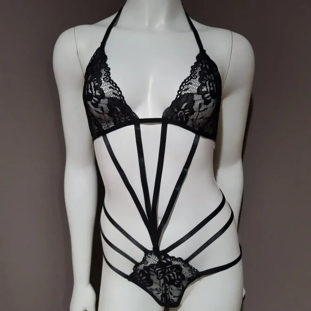 Floral Lace Cut-out Teddy Bodysuit Lingerie